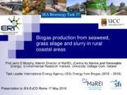 Biogas production from seaweed, grass silage and slurry in rural coastal areas