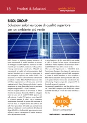 Bisol Group. Soluzioni solari europee di qualità superiore per un ambiente più verde