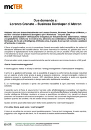 Due domande a Lorenzo Granato - Business Developer di Metron