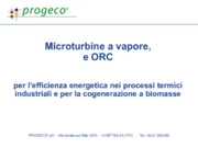 Microturbine a vapore e ORC per l’efficienza energetica nei processi termici industriali e cogenerazione a biomasse