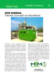 MTM Energia. Il decreto rinnovabili non fotovoltaiche. L