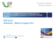 "Pv parity": la competitività del fotovoltaico e lo sviluppo di strumenti alternativi di supporto nei paesi europei