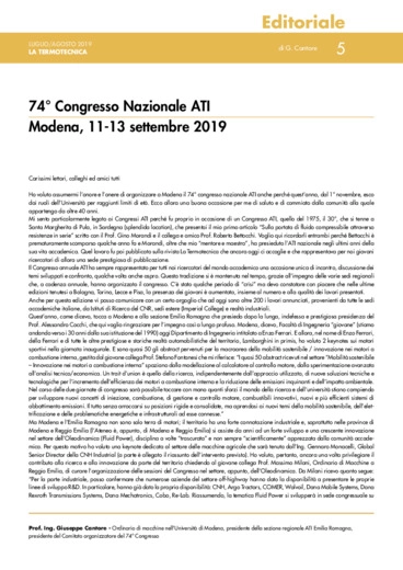 74° Congresso Nazionale ATI Modena, 11-13 settembre 2019