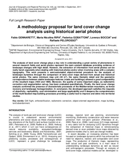 A methodology proposal for land cover change analysis using historical