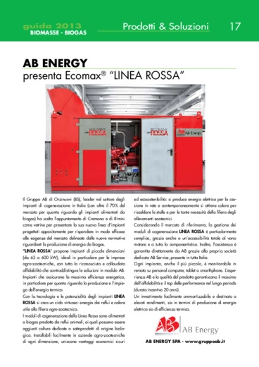 AB ENERGY presenta Ecomax LINEA ROSSA