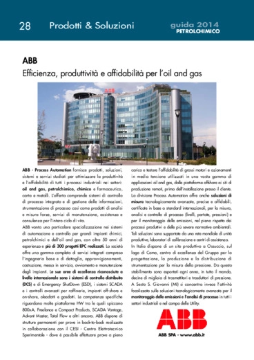 ABB<br>Efficienza, produttivit e affidabilit per loil and gas