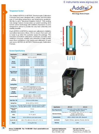 ADT875 and ADT878 Thermocouple Calibration Furnaces