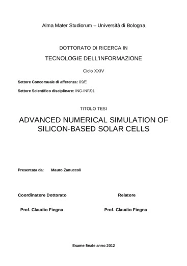 Advanced numerical simulation of silicon-based solar cells