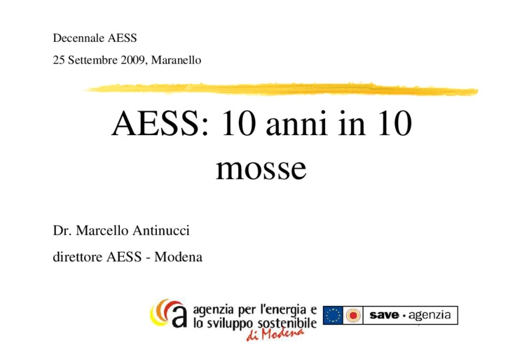 AEES, 10 anni in 10 mosse