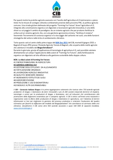AGRICOLTURA 4.0, il Consorzio Italiano Biogas lancia la nuova azione del progetto 