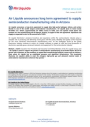 Air Liquide annuncia un accordo a lungo termine per la fornitura di un sito di produzione di semiconduttori in Arizona
