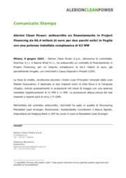 Alerion Clean Power: sottoscritto un finanziamento in Project Financing per due parchi eolici in Puglia con potenza installata complessiva di 62 MW