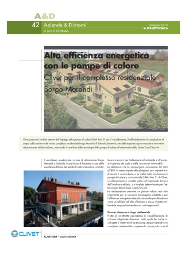 Alta effi cienza energetica con le pompe di calore per il complesso residenziale Borgo Morandi