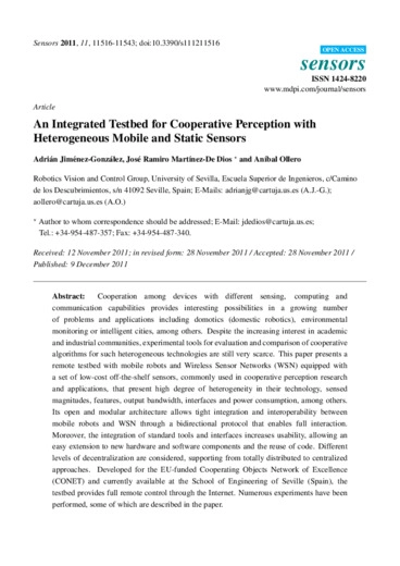 An integrated testbed for cooperative perception with heterogeneous mobile and