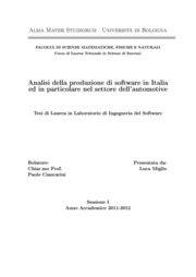 Analisi della produzione di software in Italia ed in particolare