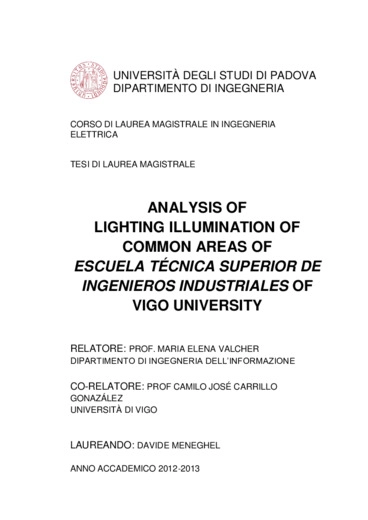 Analisi illuminotecnica delle zone comuni della Escuela Técnica Superior de