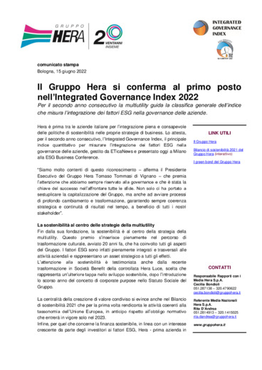 Ancora una volta primi nell'Integrated Governance Index 2022