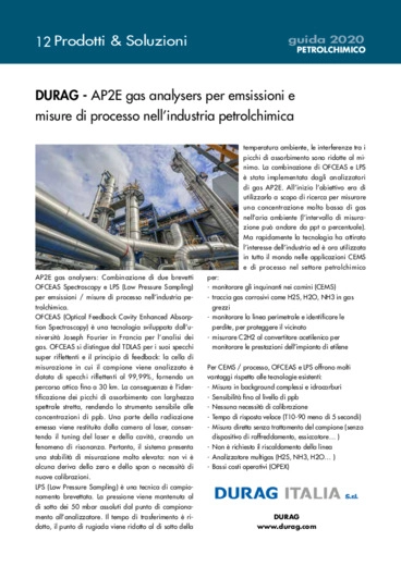 AP2E gas analysers per emsissioni e misure di processo nell
