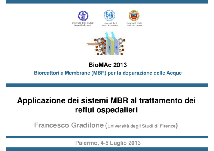 Applicazione dei sistemi MBR al trattamento dei reflui ospedalieri