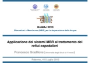 Applicazione dei sistemi MBR al trattamento dei reflui ospedalieri