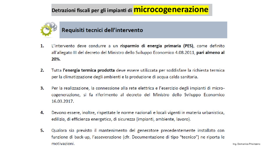 Cogenerazione microcogenerazione e detrazioni fiscali