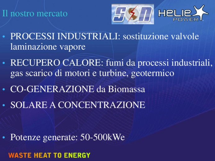 Applicazione dell'espansore a vapore heliex power negli impianti di cogenerazione, biomasse e waste to energy