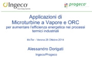 Applicazioni di Microturbine a Vapore e ORC per aumentare l