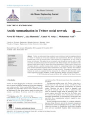 Arabic summarization in Twitter social network