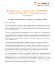 Bandi Regione Veneto e Regione Lombardia: SOLARWATT ha esteso le certificazioni CEI 0-21 per l'autoconsumo