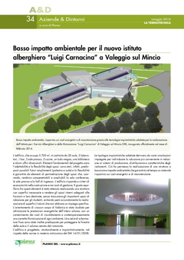 Basso impatto ambientale per il nuovo istituto alberghiero “Luigi Carnacina” a Valeggio sul Mincio Basso