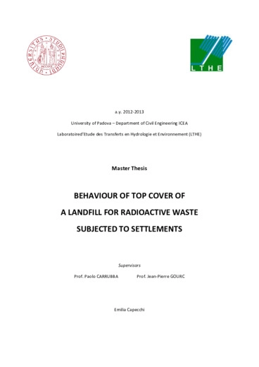 Behaviour of top cover of a landfill for radioactive waste
