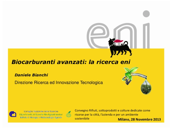 Biocarburanti avanzati: la ricerca ENI