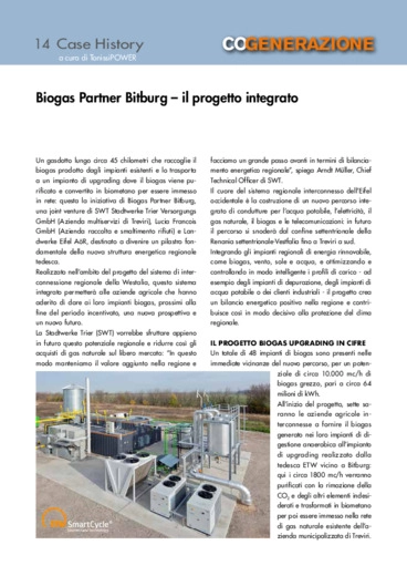 Biogas Partner Bitburg joint venture destinata a divenire un pilastro fondamentale della struttura energetica tedesca