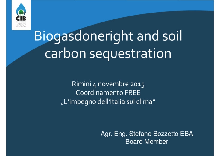 Biogasdoneright and soil carbon sequestration