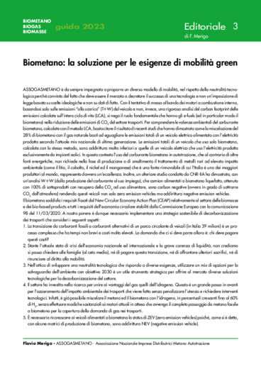 Biometano: la soluzione per le esigenze di mobilità green
