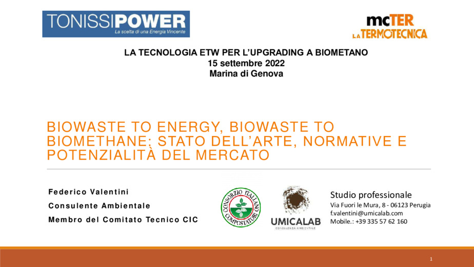 Biowaste to energy, biowaste to biomethane: stato dell'arte, normative e potenzialità del mercato