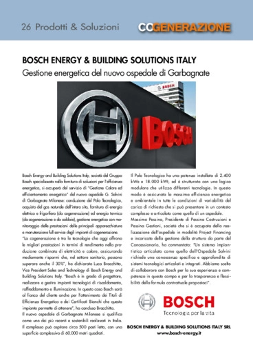BOSCH ENERGY & BUILDING SOLUTIONS ITALY. Gestione energetica del nuovo