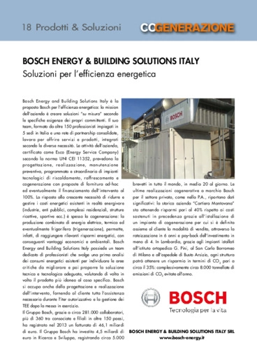 BOSCH ENERGY & BUILDING SOLUTIONS ITALY. Soluzioni per l’efficienza energetica