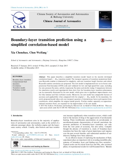 Boundary-layer transition prediction using a simplified correlation-based model