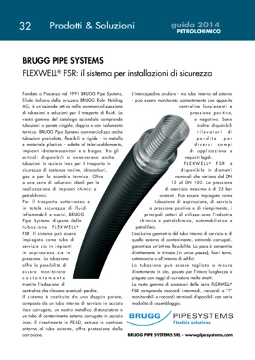 BRUGG PIPE SYSTEMS<br>FLEXWELL FSR: il sistema per installazioni di sicurezza