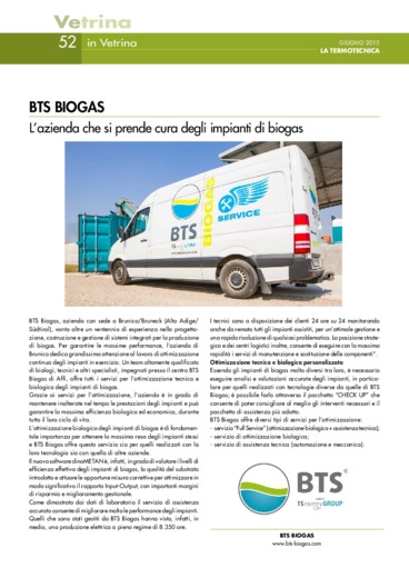 BTS BIOGAS. Lazienda che si prende cura degli impianti di biogas
