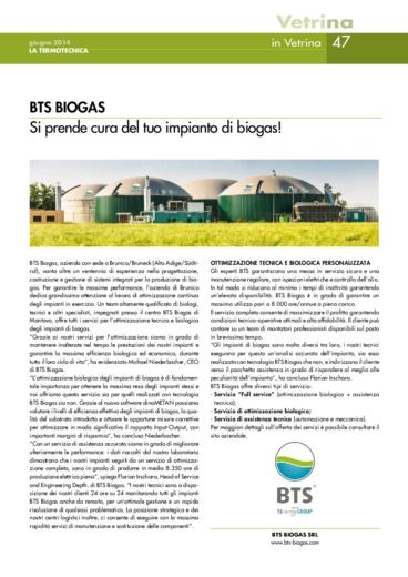 BTS BIOGAS. Si prende cura del tuo impianto di biogas!