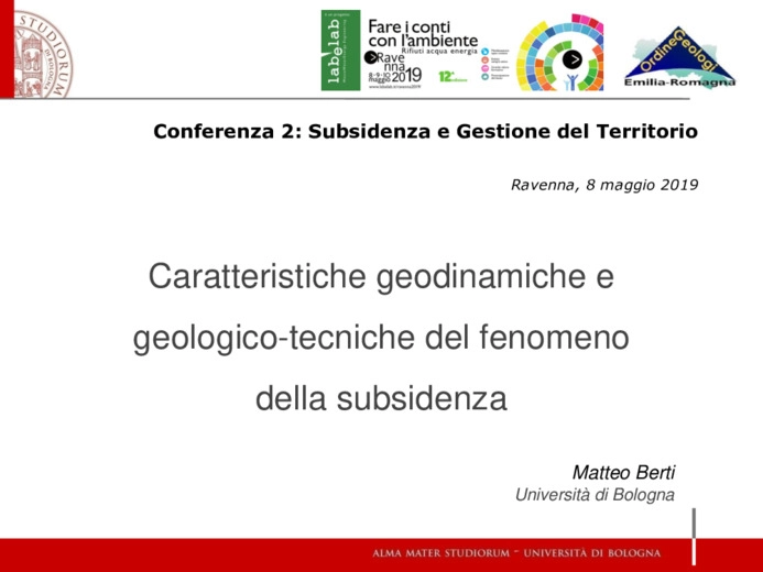 Caratteristiche geodinamiche e geologico tecniche del fenomeno della subsidenza