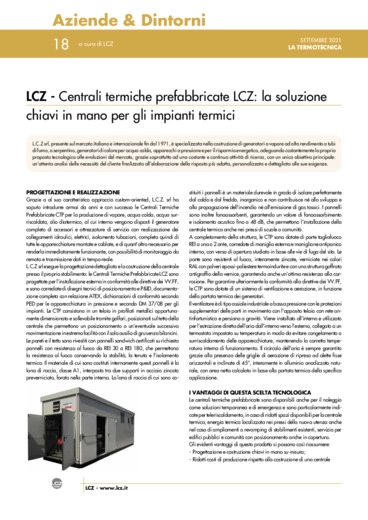 Centrali termiche prefabbricate LCZ: la soluzione chiavi in mano per gli impianti termici