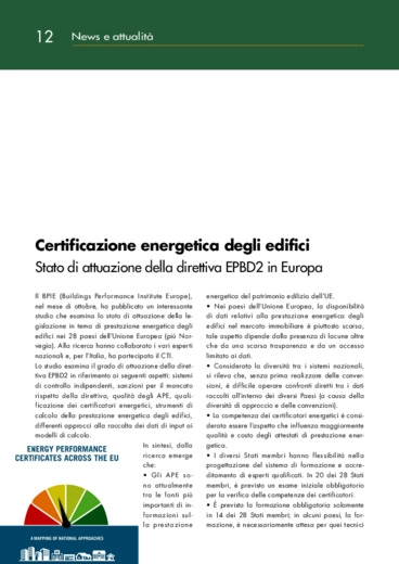 Certificazione energetica degli edifici - Stato di attuazione della direttiva