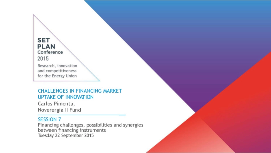 Challenges in financing market uptake of innovation