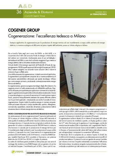 COGENER GROUP. Cogenerazione: leccellenza tedesca a Milano