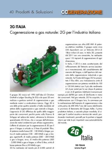 Cogenerazione a gas naturale: 2G per l’industria italiana