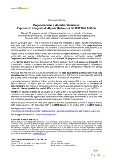 Cogenerazione e decarbonizzazione:<br>l'approccio integrato di Alperia Bartucci a mcTER Web Edition