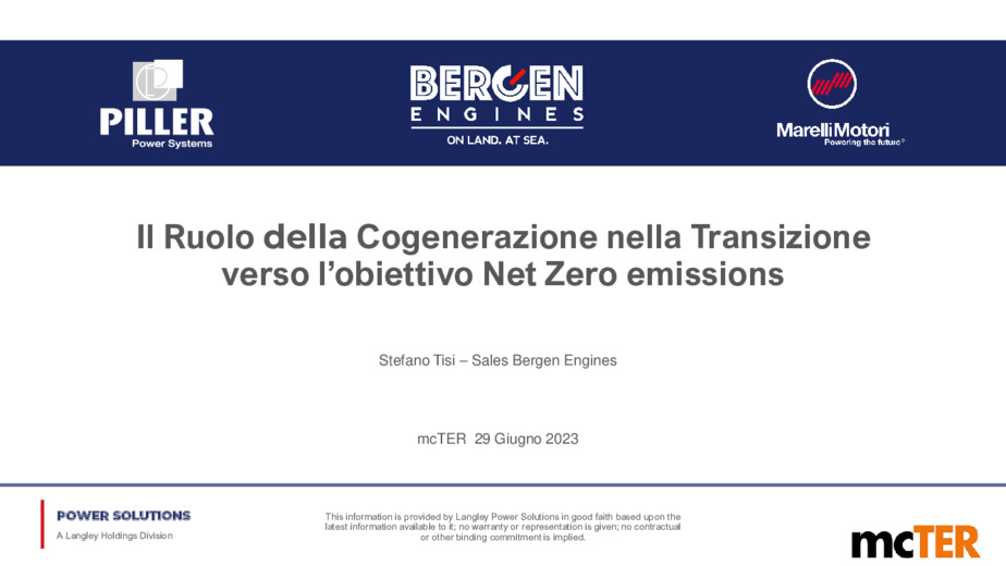 Il Ruolo della Cogenerazione nella Transizione verso l'obiettivo Net Zero emission